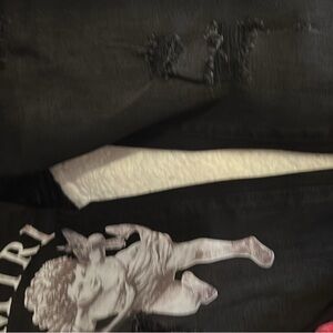 AMIRI Black Denim with Distressed Detail